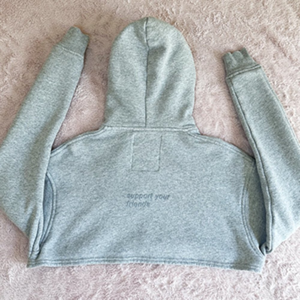 Grey Cropped sweatshirt KROST ZIP Limited Edition SUPPORT YOUR FRIENDS HOODIE - Picture 3 of 16
